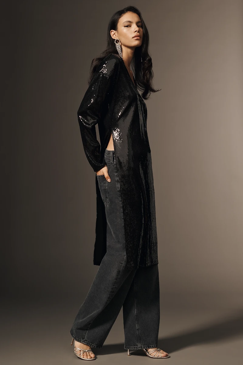 By Anthropologie Long-Sleeve Sequin Tunic