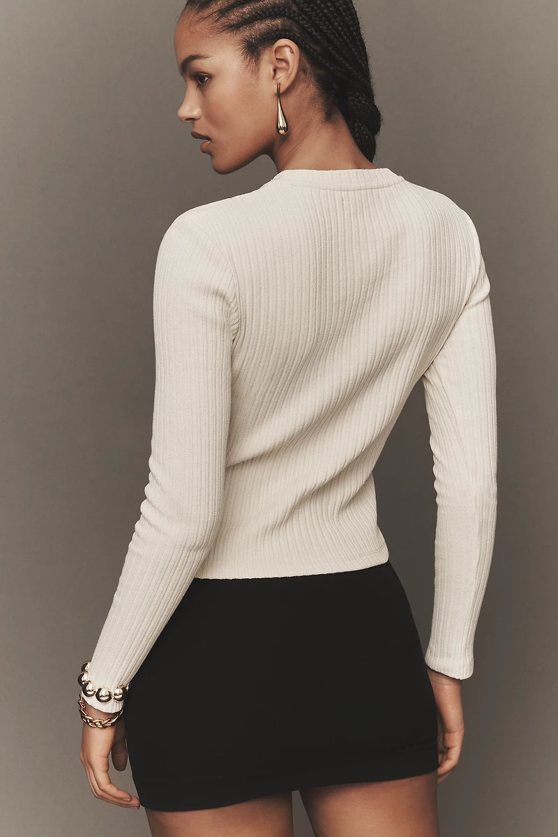 By Anthropologie Ribbed Hardware Cutout Pullover