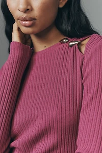 By Anthropologie Ribbed Hardware Cutout Pullover