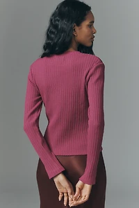 By Anthropologie Ribbed Hardware Cutout Pullover