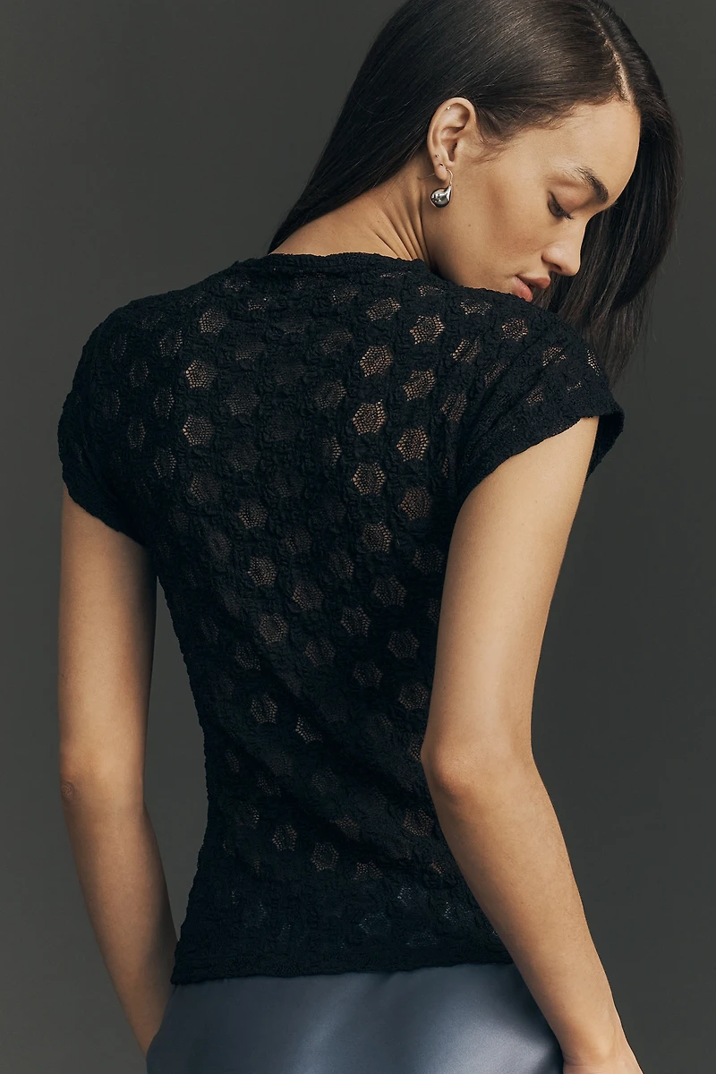 By Anthropologie Keyhole High-Neck Lace Top