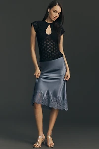 By Anthropologie Keyhole High-Neck Lace Top