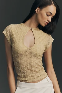 By Anthropologie Keyhole High-Neck Lace Top