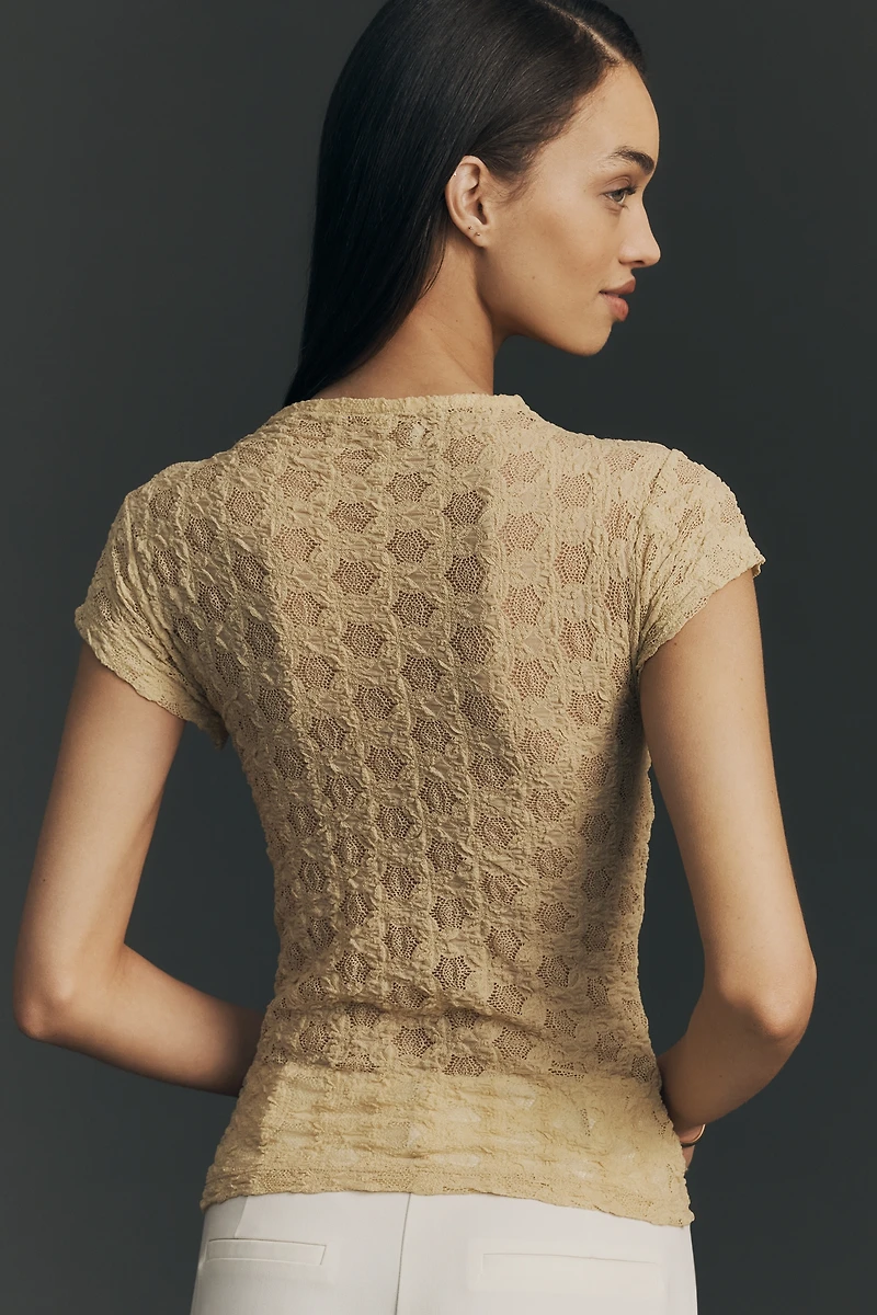 By Anthropologie Keyhole High-Neck Lace Top