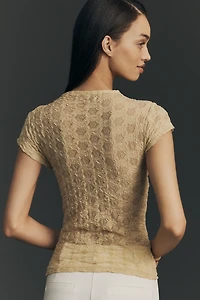 By Anthropologie Keyhole High-Neck Lace Top