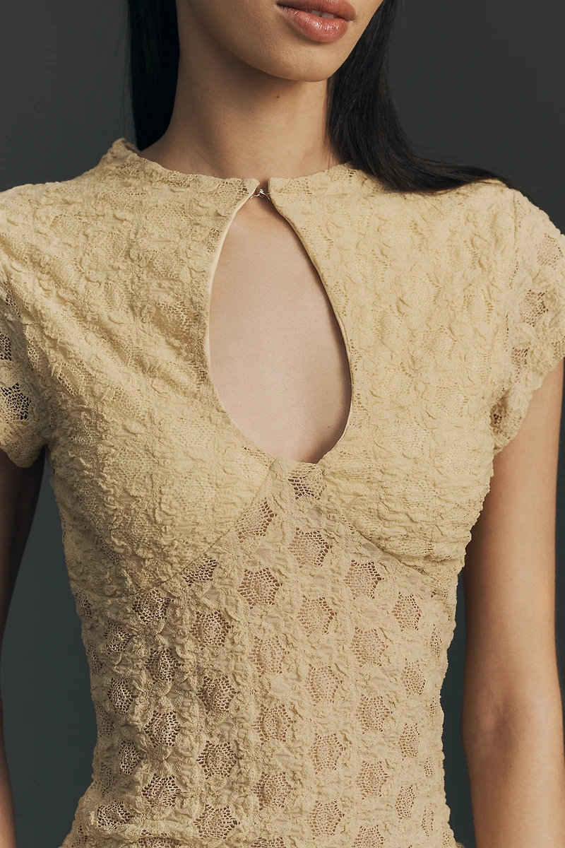 By Anthropologie Keyhole High-Neck Lace Top