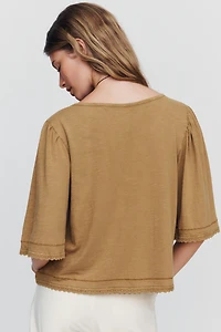 Pilcro Flutter-Sleeve Swing Blouse