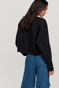 Pilcro 100% Cotton Cropped Long-Sleeve Top