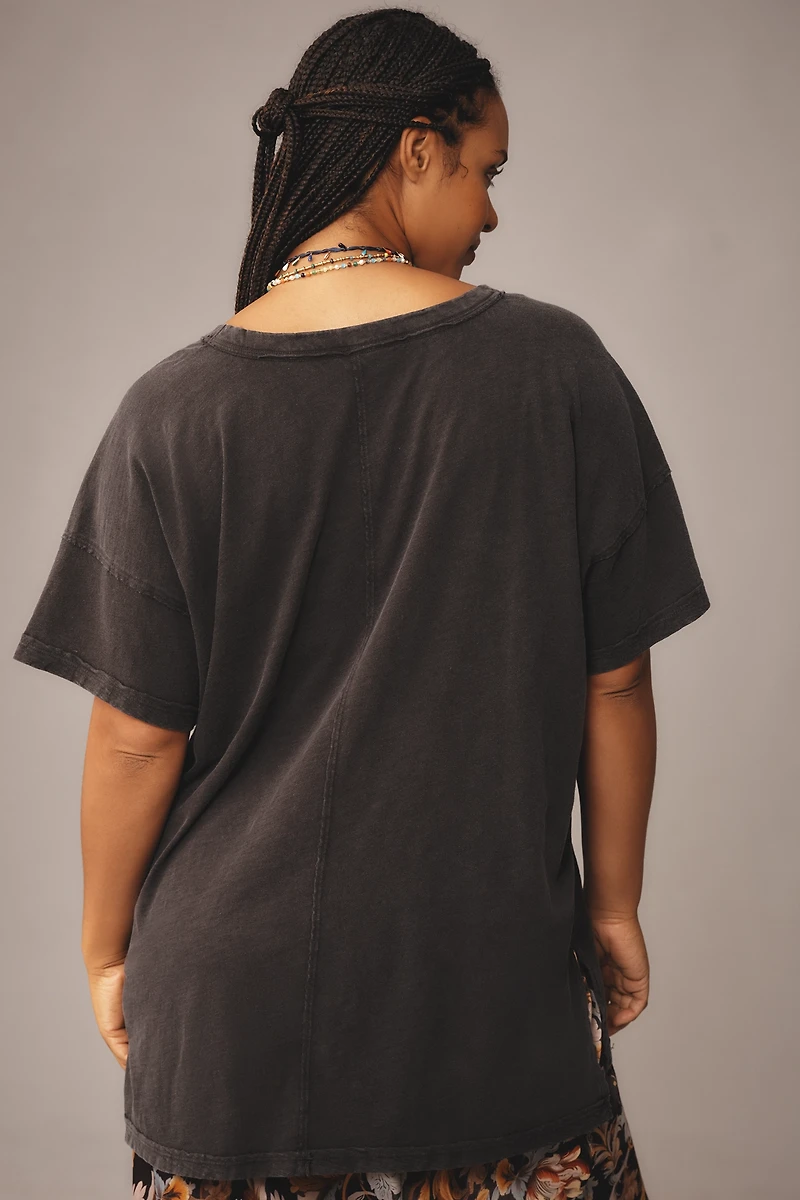 The Jordyn Cotton-Slub Crew-Neck Oversized Tee by Pilcro