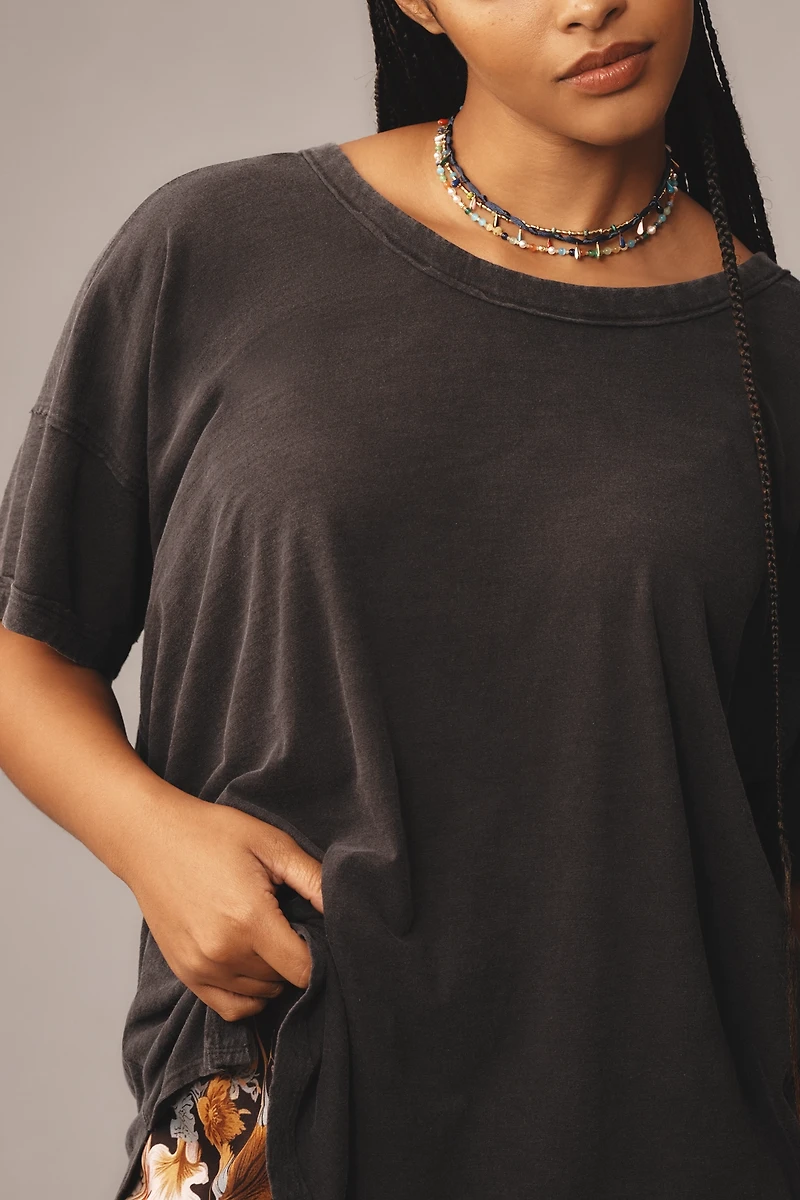 The Jordyn Cotton-Slub Crew-Neck Oversized Tee by Pilcro