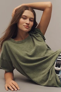 The Jordyn Cotton-Slub Crew-Neck Oversized Tee by Pilcro