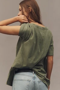 The Jordyn Cotton-Slub Crew-Neck Oversized Tee by Pilcro