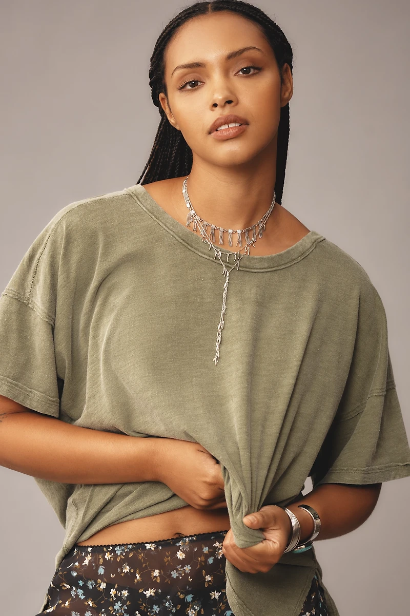 The Jordyn Cotton-Slub Crew-Neck Oversized Tee by Pilcro