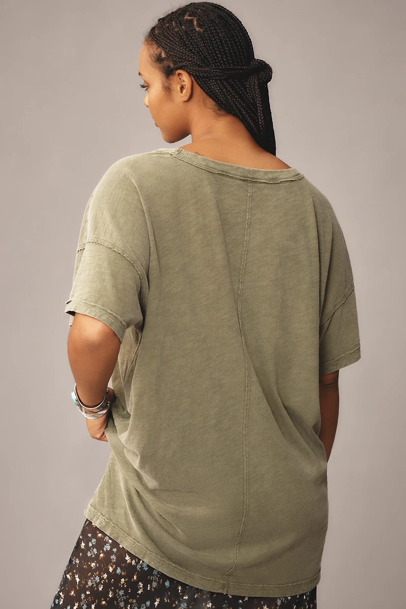The Jordyn Cotton-Slub Crew-Neck Oversized Tee by Pilcro