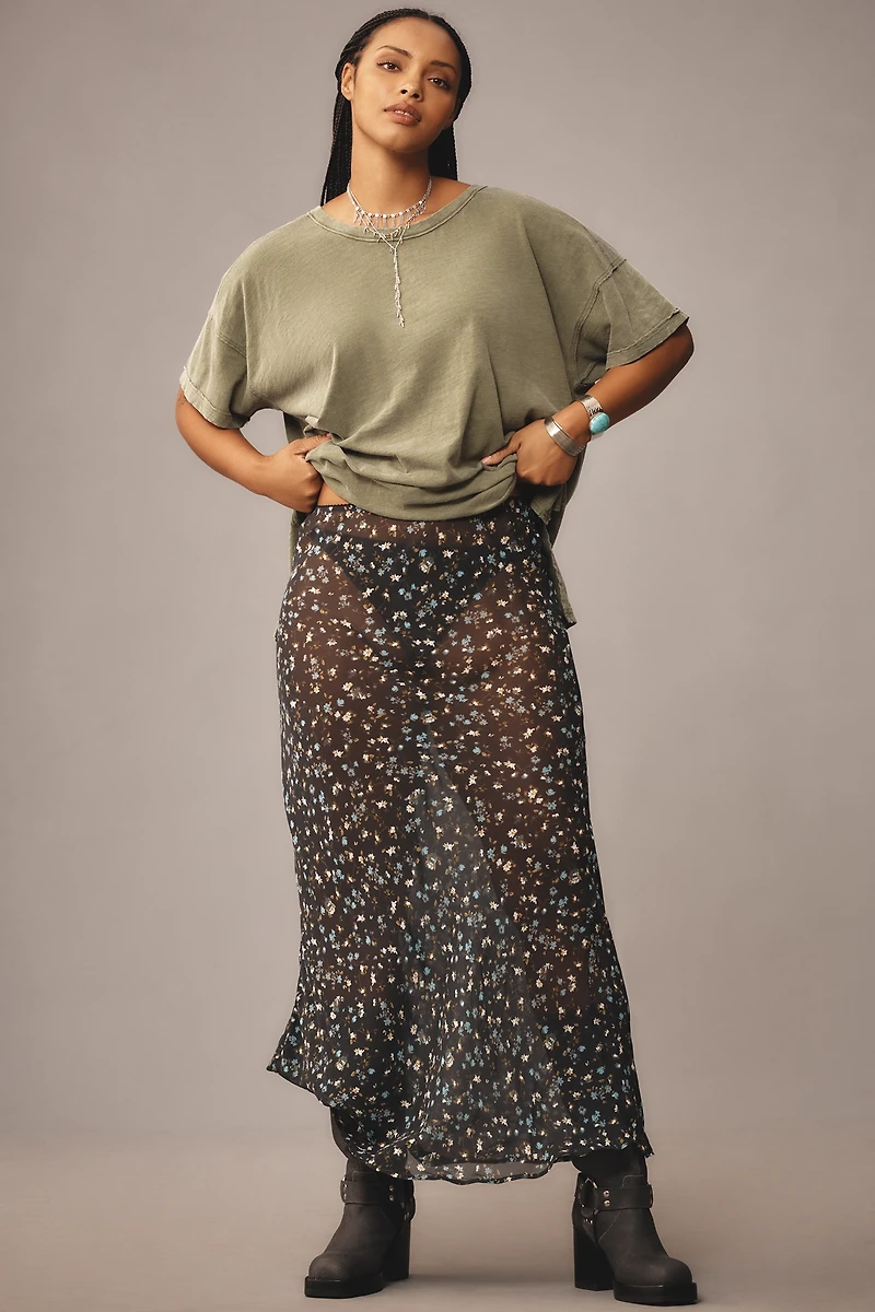 The Jordyn Cotton-Slub Crew-Neck Oversized Tee by Pilcro
