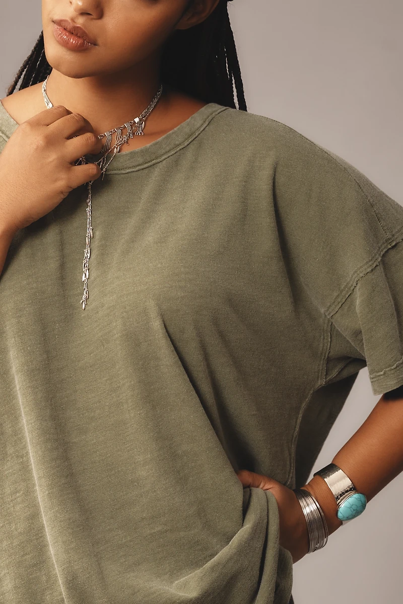 The Jordyn Cotton-Slub Crew-Neck Oversized Tee by Pilcro