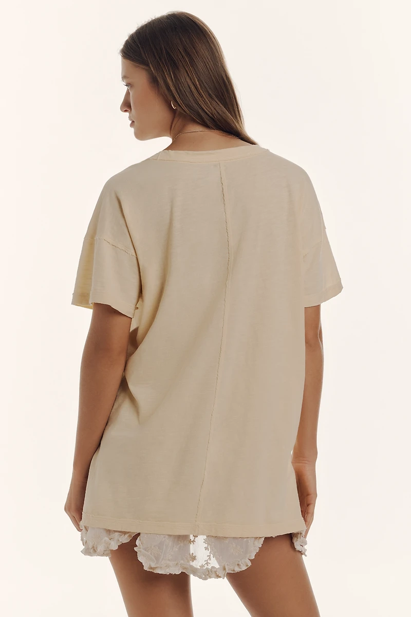 The Jordyn Cotton-Slub Crew-Neck Oversized Tee by Pilcro