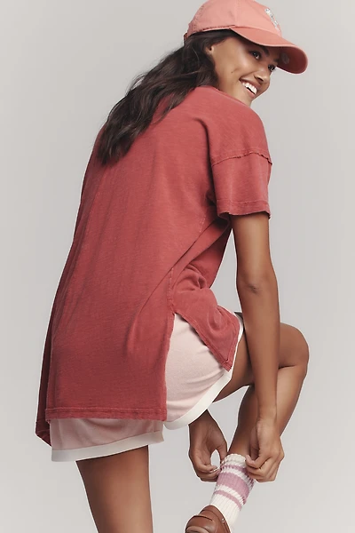 The Jordyn Cotton-Slub Crew-Neck Oversized Tee by Pilcro