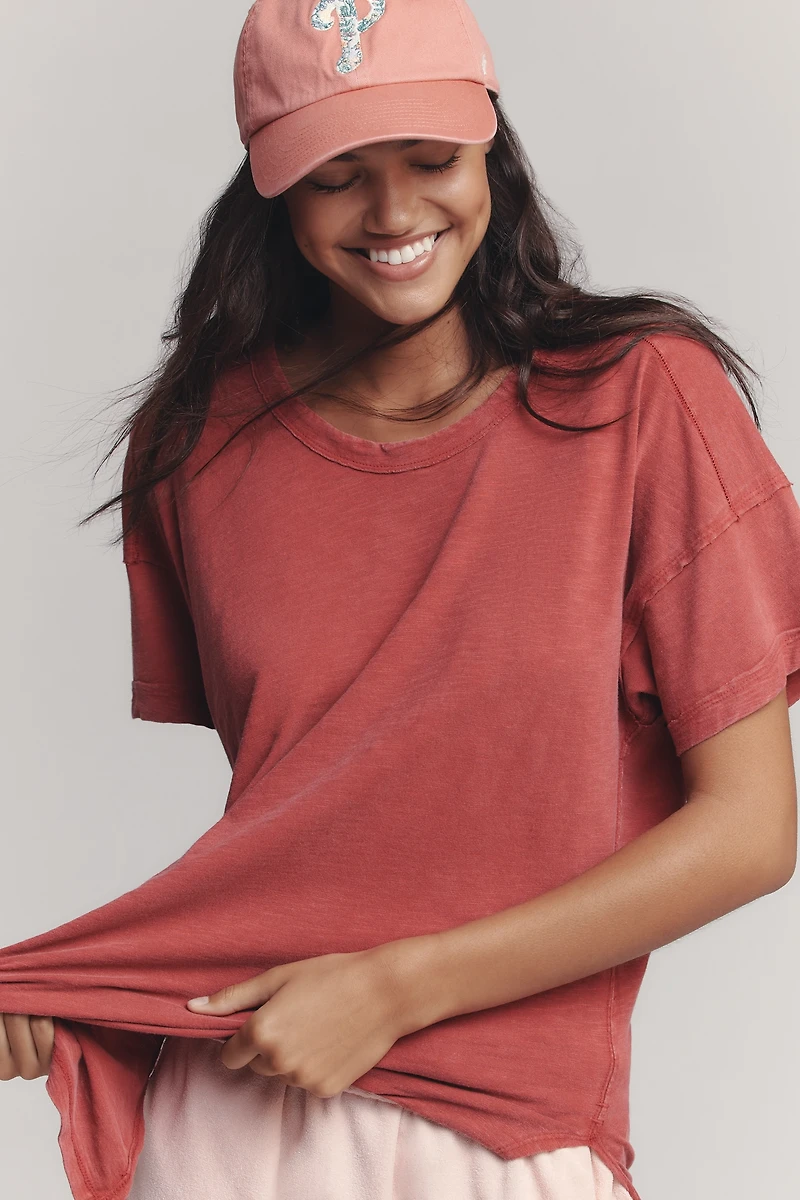 The Jordyn Cotton-Slub Crew-Neck Oversized Tee by Pilcro