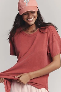 The Jordyn Cotton-Slub Crew-Neck Oversized Tee by Pilcro