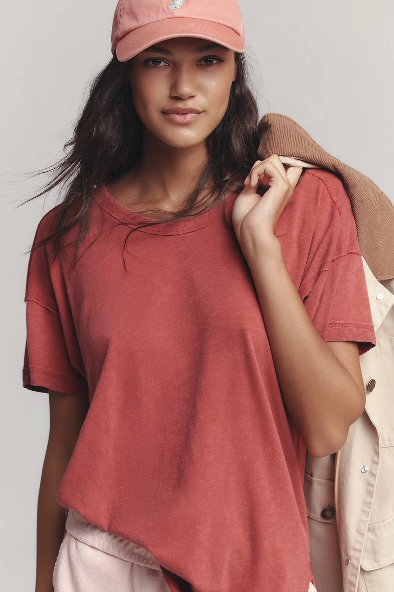 The Jordyn Cotton-Slub Crew-Neck Oversized Tee by Pilcro