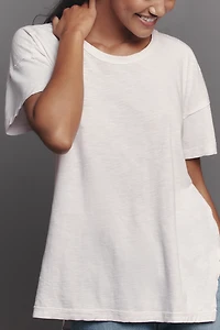 The Jordyn Cotton-Slub Crew-Neck Oversized Tee by Pilcro