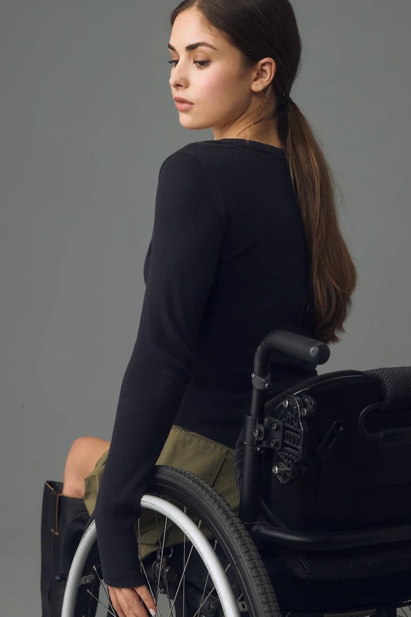 The Andie Ribbed Henley Top by Pilcro
