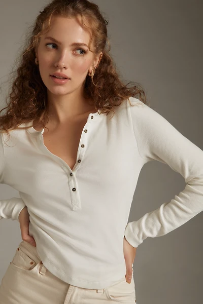 The Andie Ribbed Henley Top by Pilcro