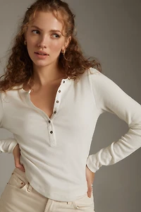 The Andie Ribbed Henley Top by Pilcro