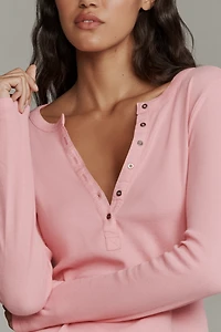 The Andie Ribbed Henley Top by Pilcro