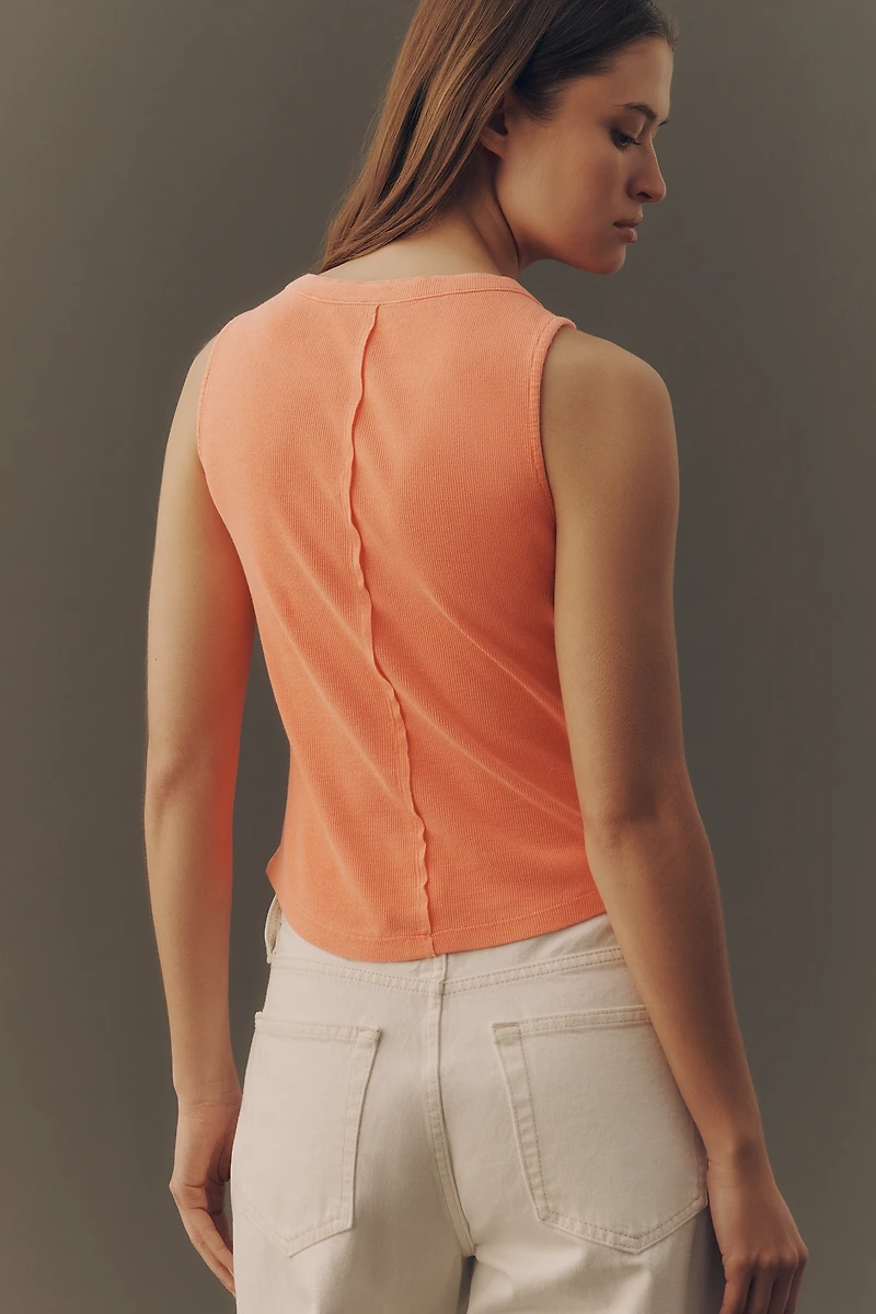 Andie Sleeveless Ribbed Henley Top by Pilcro