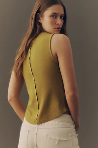 The Andie Ribbed Henley Top by Pilcro: Sleeveless Edition
