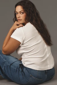 The Andie Ribbed Henley Top by Pilcro: Short-Sleeve Edition