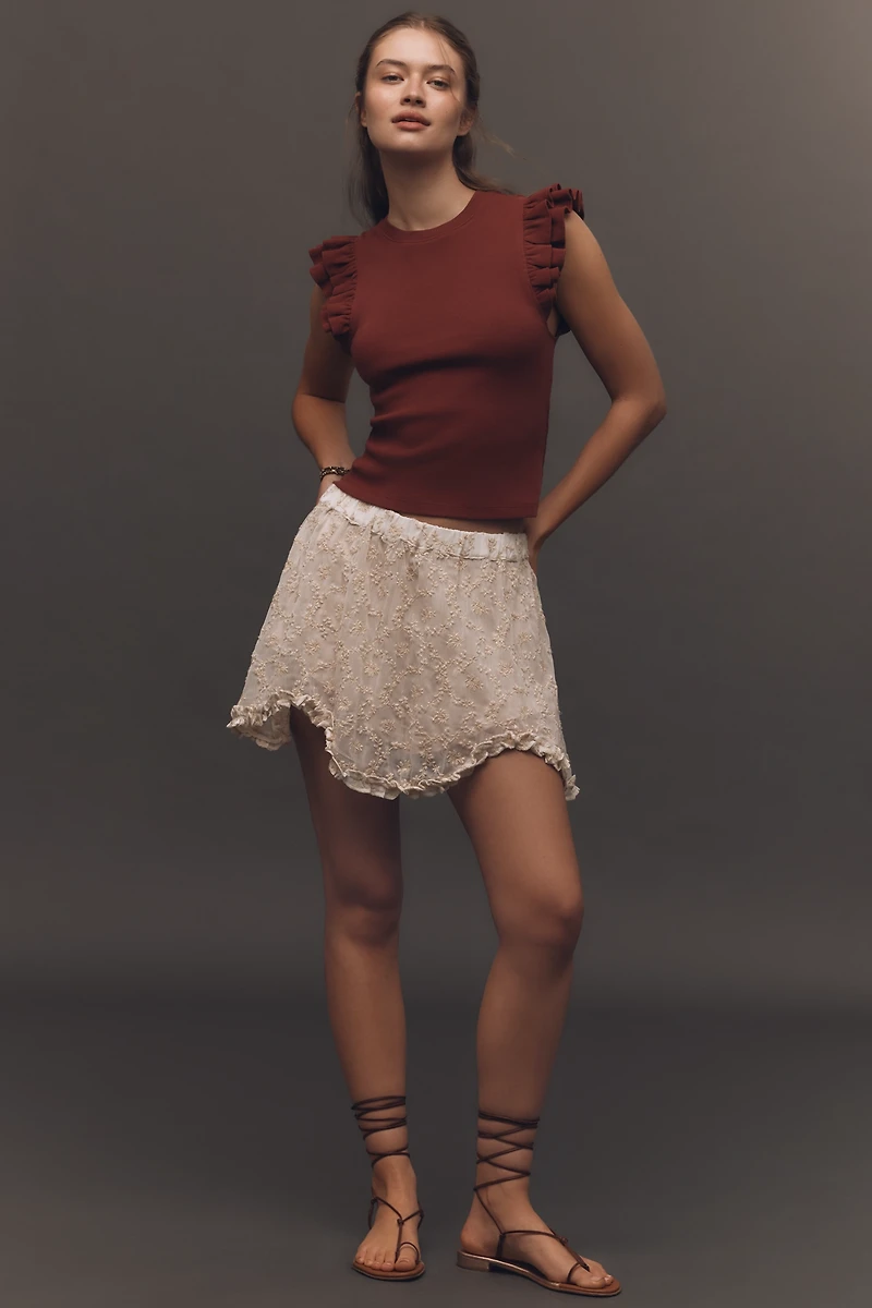 Maeve Ribbed Ruffle Tank Top