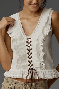 Pilcro Eyelet Ruffle Tank