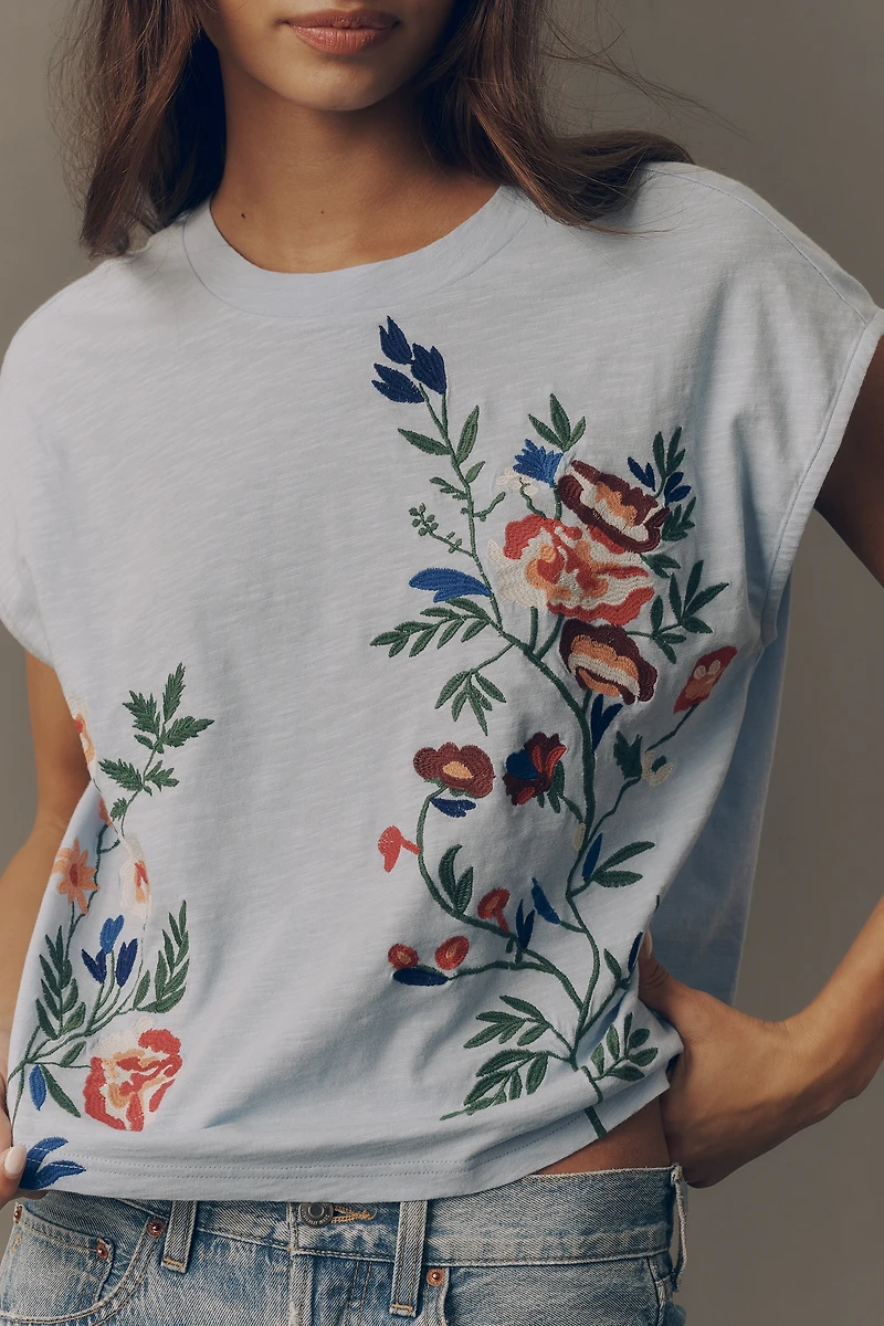 By Anthropologie Growing Florals Muscle Tee