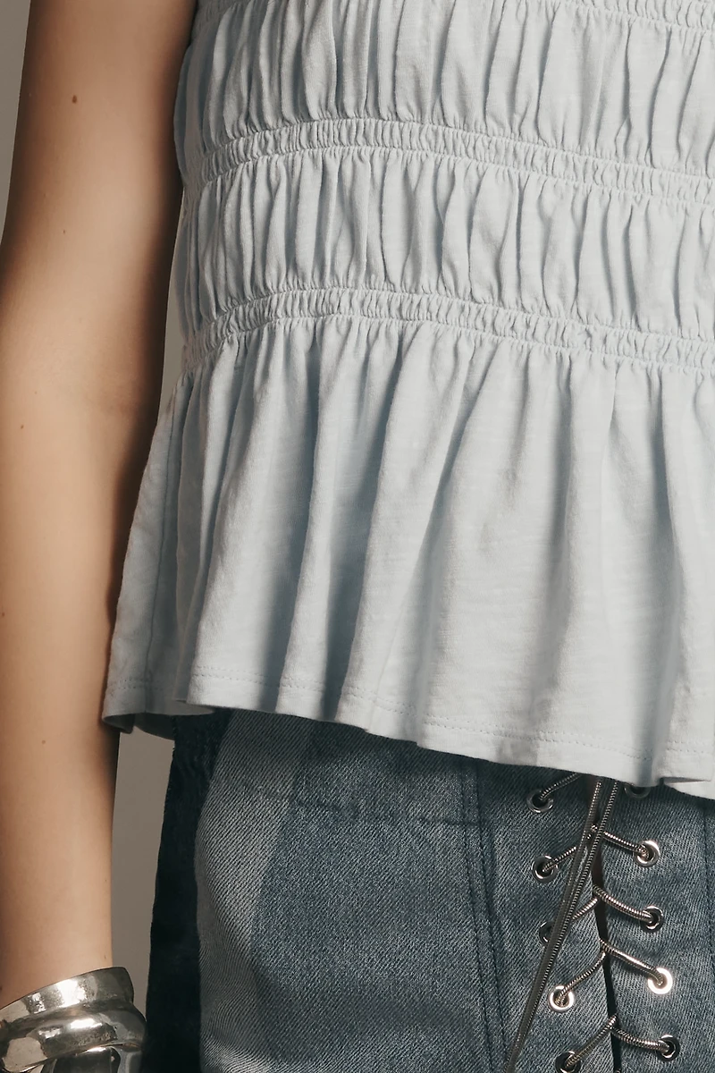 The Tabby Ruched Cap-Sleeve Tee by Pilcro