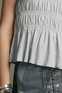 The Tabby Ruched Cap-Sleeve Tee by Pilcro