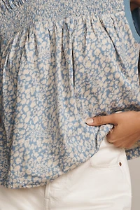 By Anthropologie Smocked Yoke Top