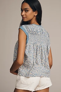 By Anthropologie Smocked Yoke Top