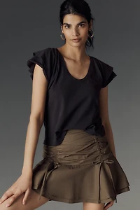 Maeve Scoop-Neck Flounce-Sleeve Tee