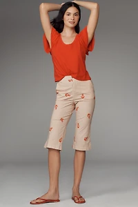 Maeve Scoop-Neck Flounce-Sleeve Tee