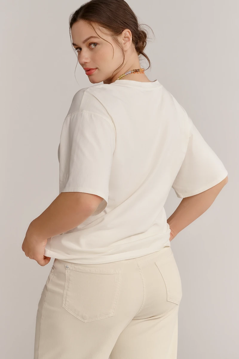 By Anthropologie Short-Sleeve Fitted Waist Top