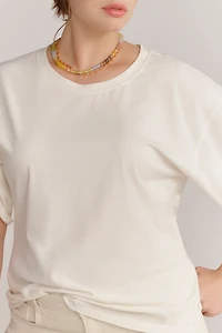 By Anthropologie Short-Sleeve Fitted Waist Top