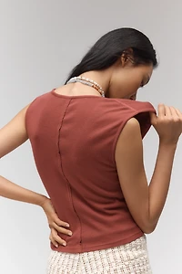 Pilcro V-Neck Sleeveless Ruched Tee