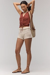 Pilcro V-Neck Sleeveless Ruched Tee
