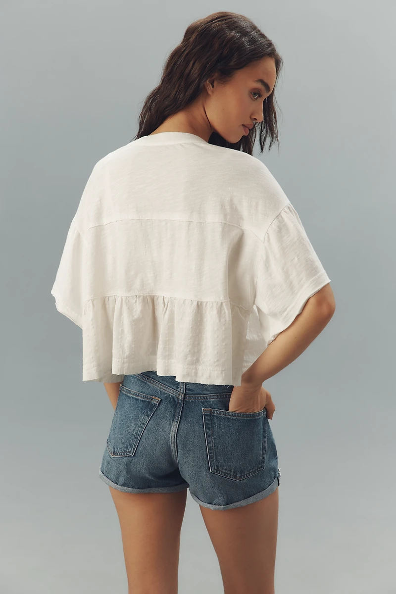Pilcro Boxy Crochet Babydoll Blouse