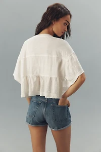 Pilcro Boxy Crochet Babydoll Blouse
