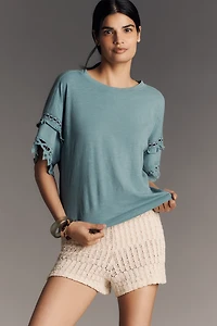 Pilcro Heritage Lace-Trim Tee