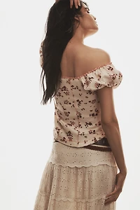 By Anthropologie Puff-Sleeve Off-The-Shoulder Corset Top